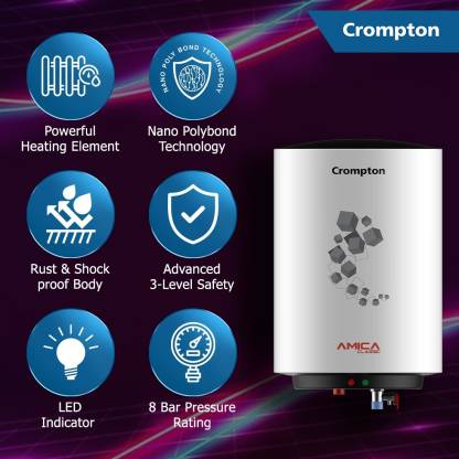 Crompton 25 L Storage Water Geyser (Amica Classic, White)