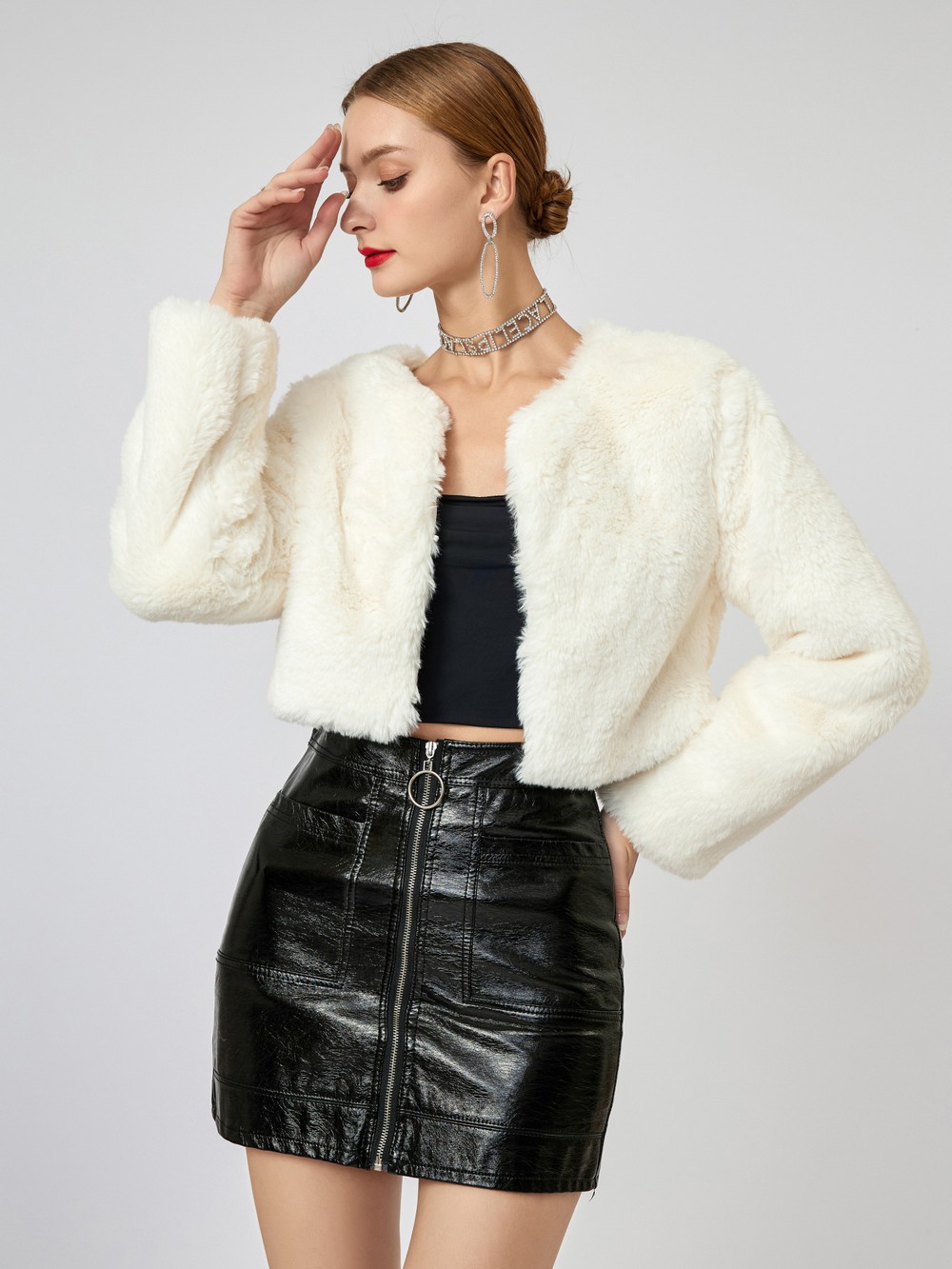 Button Faux Fur Coat