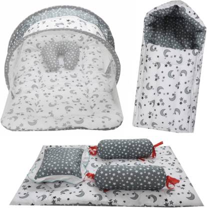 Miss & Chief by Flipkart Cotton Baby Bed Sized Bedding Set (Grey)