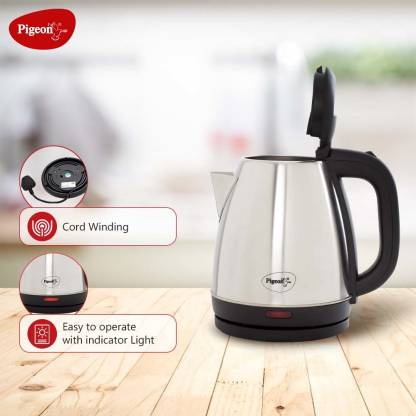 Pigeon Favourite Electric Kettle (1.5 L, Silver, Black)#JustHere