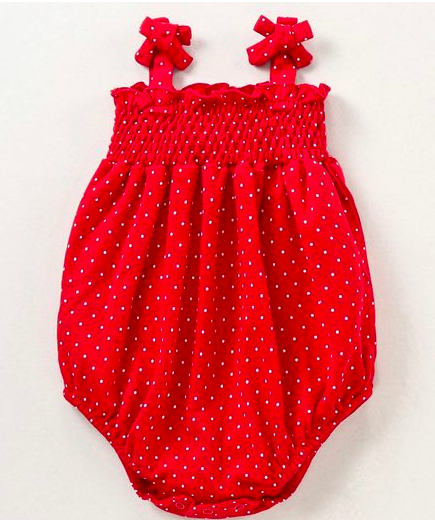 abyhug Singlet Sleeeves Onsies Polka Dots Print - Red