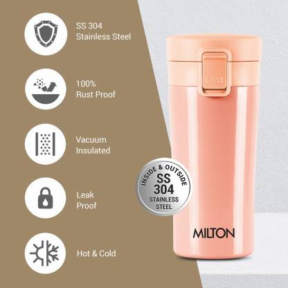 MILTON Thermosteel Coffee, 300 ml, Peach | Hot & Cold Flask | Soup Flask | Tea Stainless Steel Coffee Mug (300 ml)